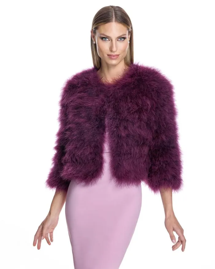 Jackets Women039s Maximilian Collarless Feather Bolero