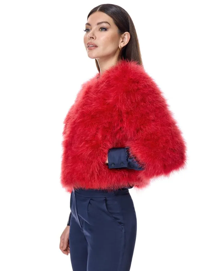 Jackets Women039s Maximilian Collarless Feather Bolero