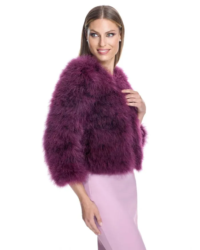 Jackets Women039s Maximilian Collarless Feather Bolero