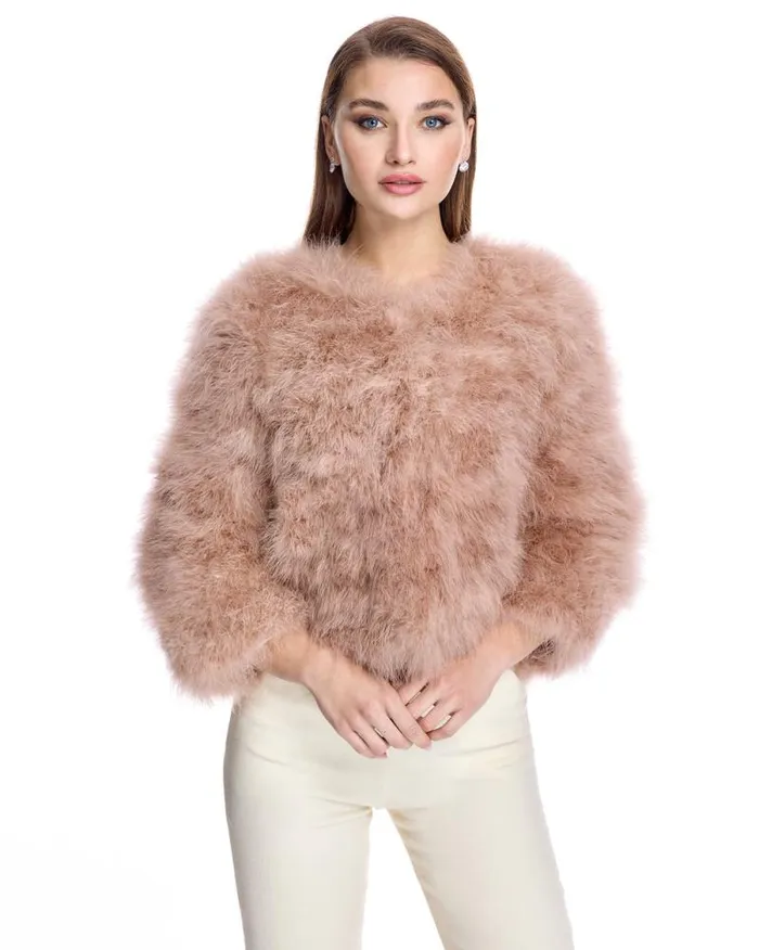 Jackets Women039s Maximilian Collarless Feather Bolero