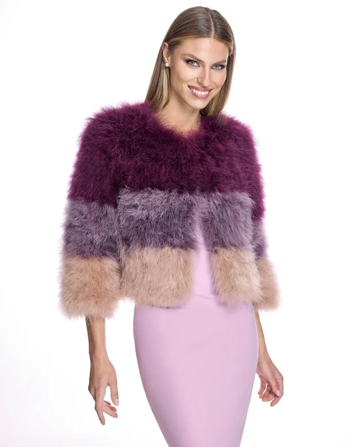 Jackets Women039s Maximilian Collarless Feather Bolero