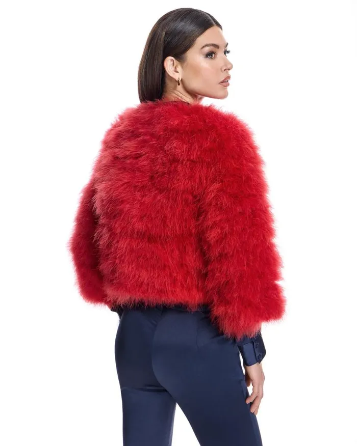 Jackets Women039s Maximilian Collarless Feather Bolero