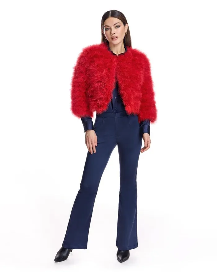 Jackets Women039s Maximilian Collarless Feather Bolero