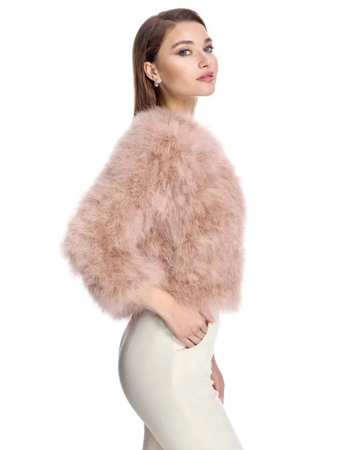 Jackets Women039s Maximilian Collarless Feather Bolero