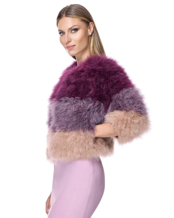 Jackets Women039s Maximilian Collarless Feather Bolero