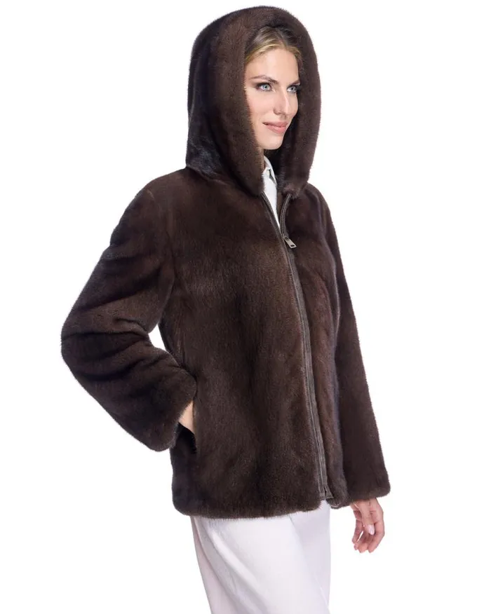 Jackets Women039s Maximilian Hooded Mink Jacket