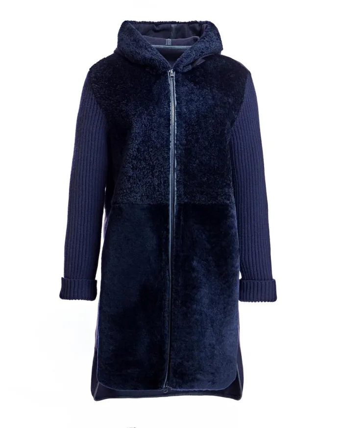 Jackets Women039s Maximilian Hooded Shearling Jacket With Zipper