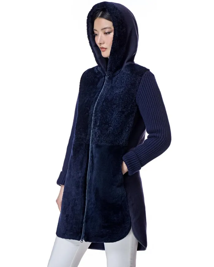 Jackets Women039s Maximilian Hooded Shearling Jacket With Zipper
