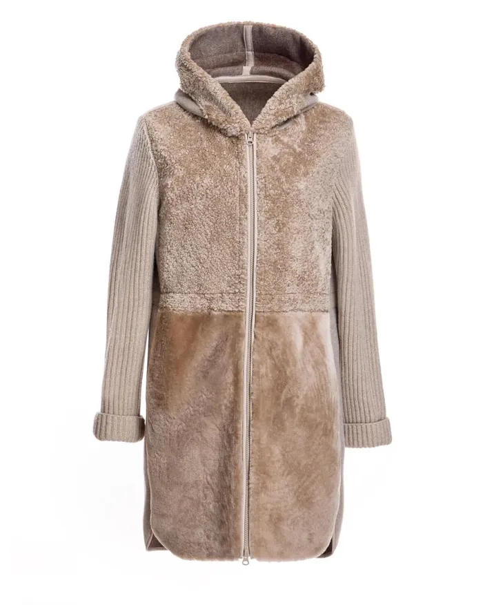 Jackets Women039s Maximilian Hooded Shearling Jacket With Zipper