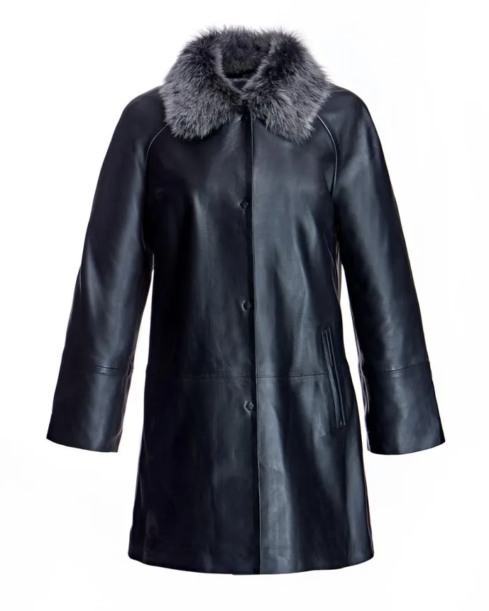 Jackets Women039s Maximilian Julia and Stella Leather Jacket With Shearling Collar