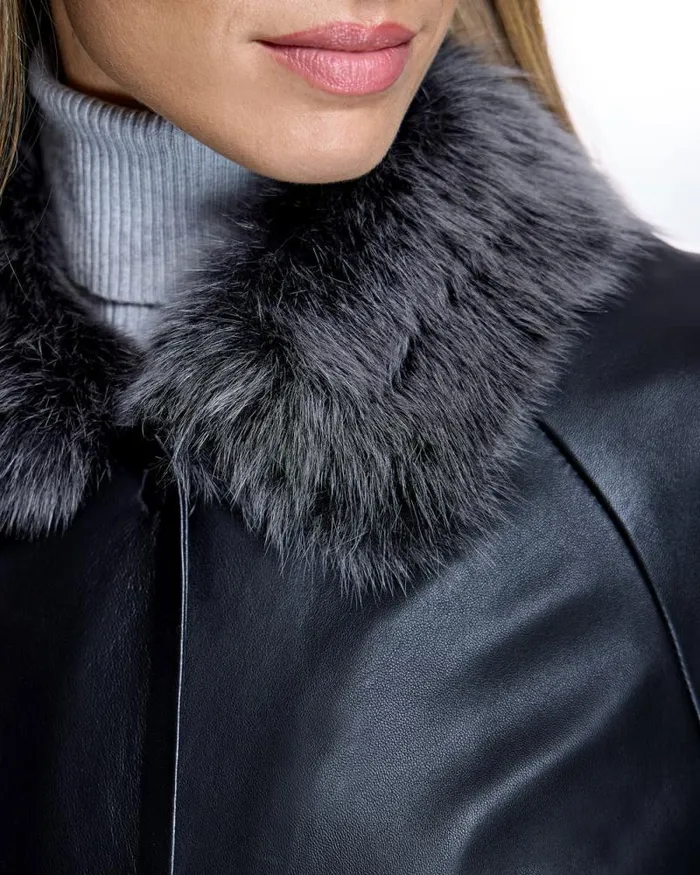 Jackets Women039s Maximilian Julia and Stella Leather Jacket With Shearling Collar