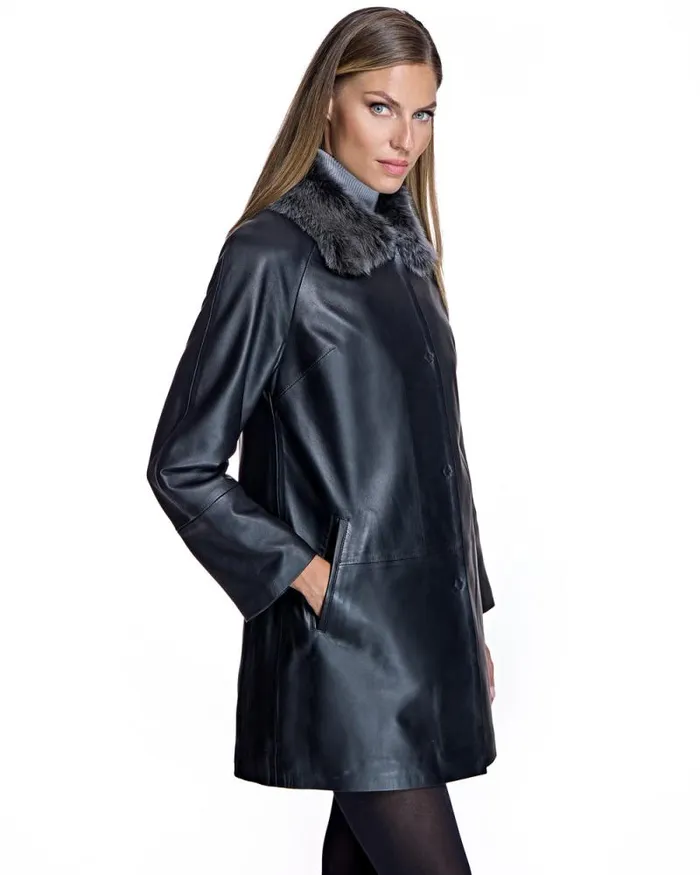 Jackets Women039s Maximilian Julia and Stella Leather Jacket With Shearling Collar
