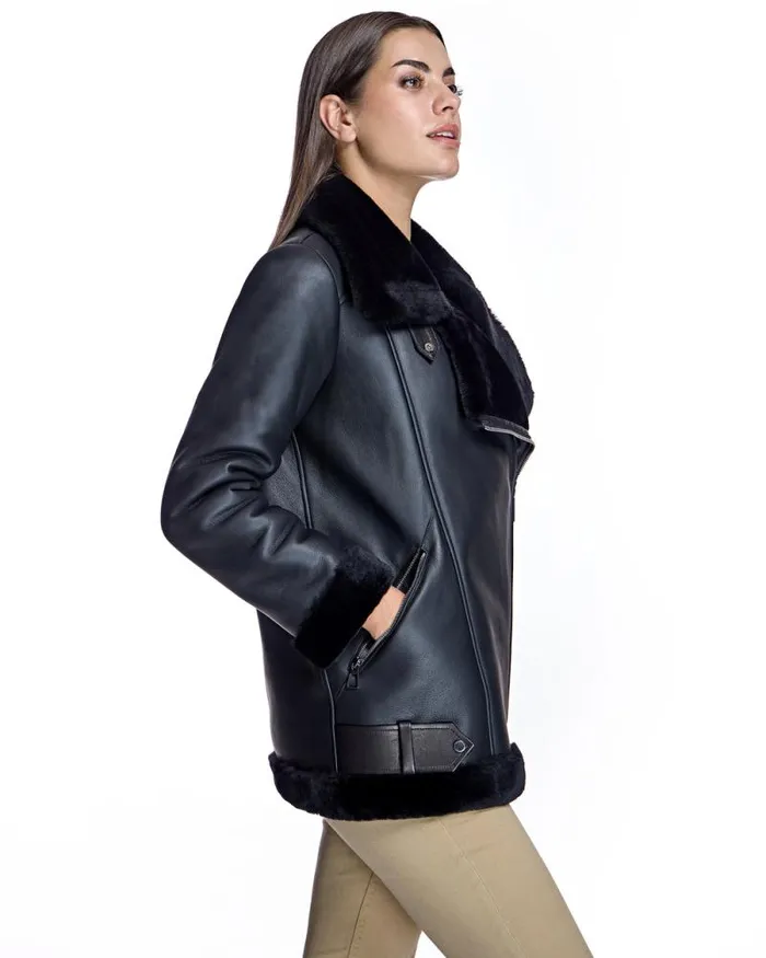 Jackets Women039s Maximilian Julia and Stella Shearling Motorcycle Jacket