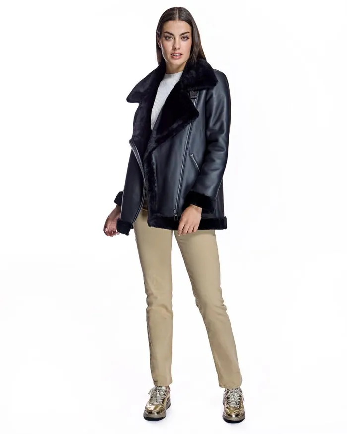 Jackets Women039s Maximilian Julia and Stella Shearling Motorcycle Jacket