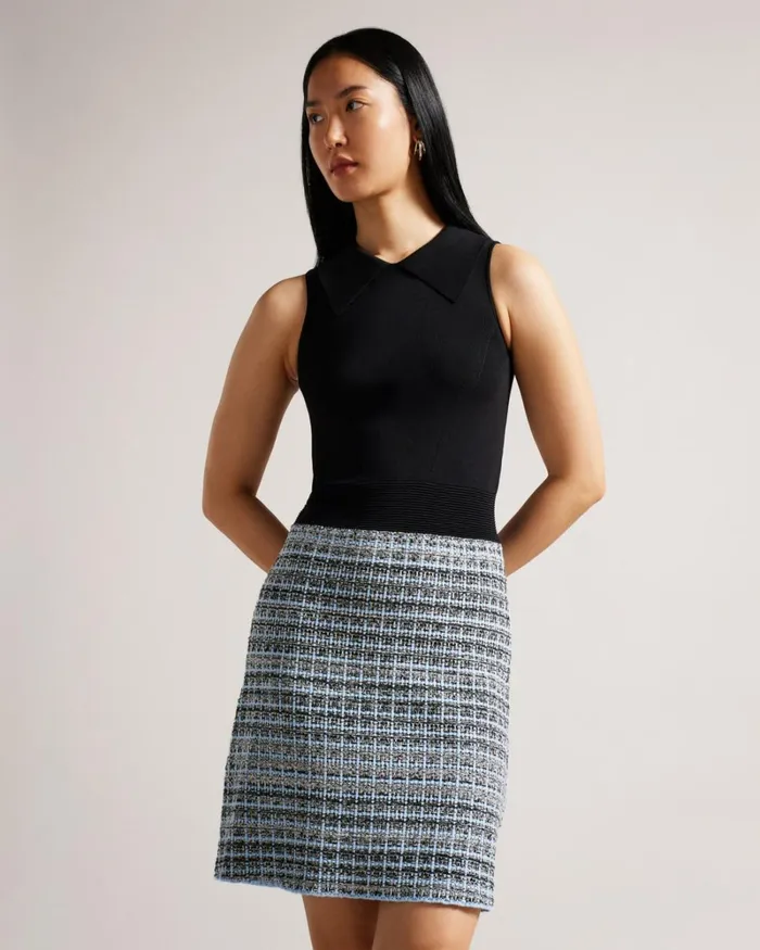 Knit Bodice Shift Dress Black Women Ted Baker Clothing