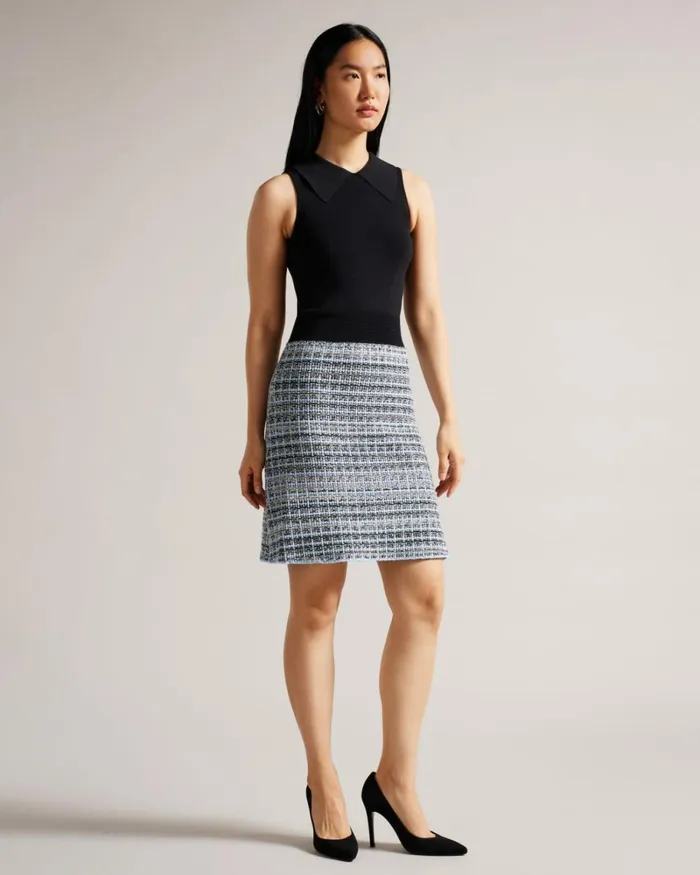 Knit Bodice Shift Dress Black Women Ted Baker Clothing