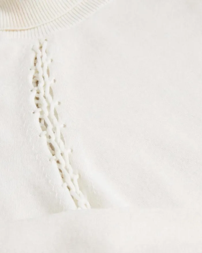Knit Midi Dress With Stitch Insert White Women Ted Baker Clothing Knit Midi Dress With Stitch Insert White Women Ted Baker Clothing