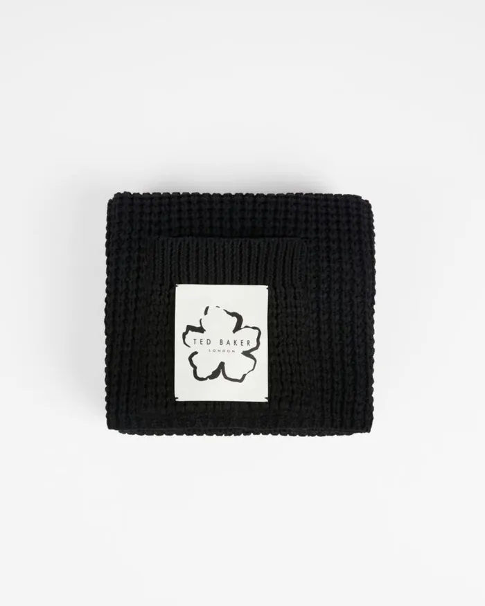 Knit Scarf With Pocket Detail Black Women Ted Baker Scarves Knit Scarf With Pocket Detail Black Women Ted Baker Scarves