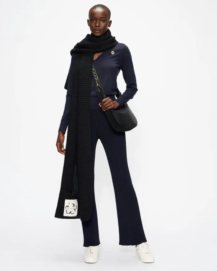 Knit Scarf With Pocket Detail Black Women Ted Baker Scarves Knit Scarf With Pocket Detail Black Women Ted Baker Scarves