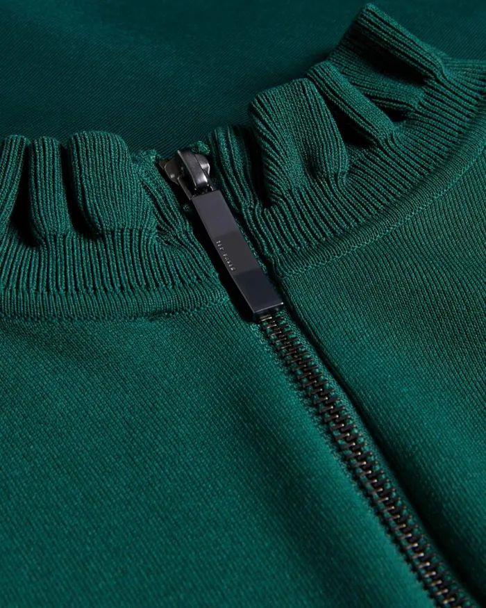 Knitted Frill Full Skirt Dress Dark Green Women Ted Baker Clothing Knitted Frill Full Skirt Dress Dark Green Women Ted Baker Clothing