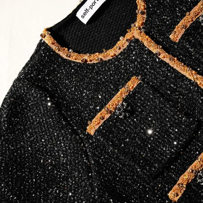 Knitwear Woman SelfPortrait Black Sequin Knit Crop Cardigan Knitwear Woman SelfPortrait Black Sequin Knit Crop Cardigan