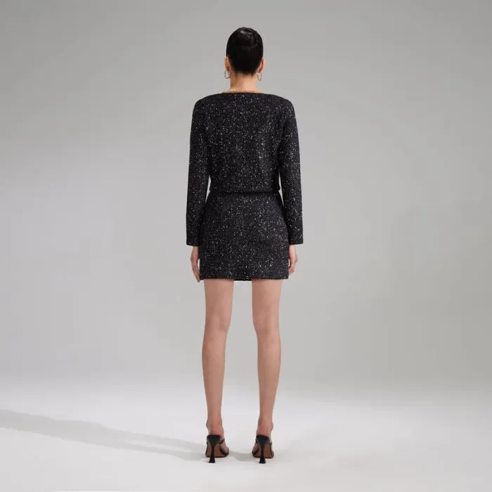 Knitwear Woman SelfPortrait Black Sequin Knit Crop Cardigan Knitwear Woman SelfPortrait Black Sequin Knit Crop Cardigan