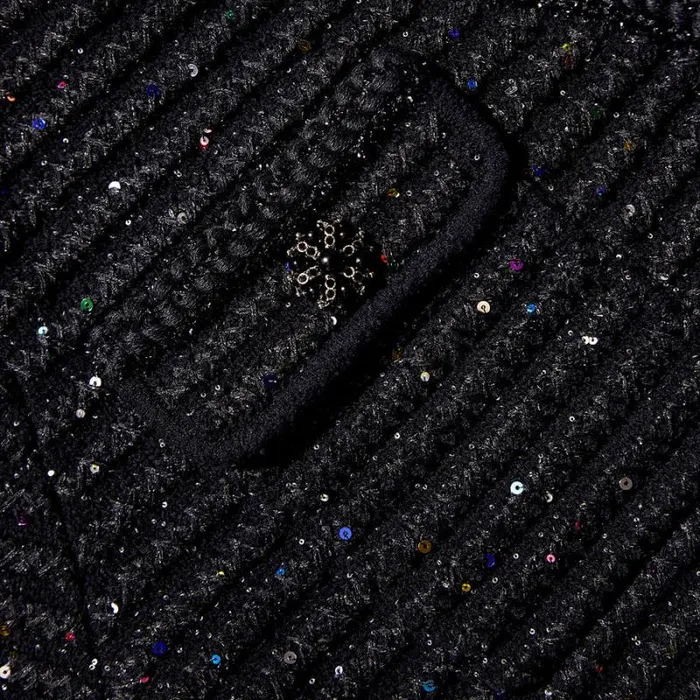 Knitwear Woman SelfPortrait Black Sequin Long Knit Cardigan Knitwear Woman SelfPortrait Black Sequin Long Knit Cardigan