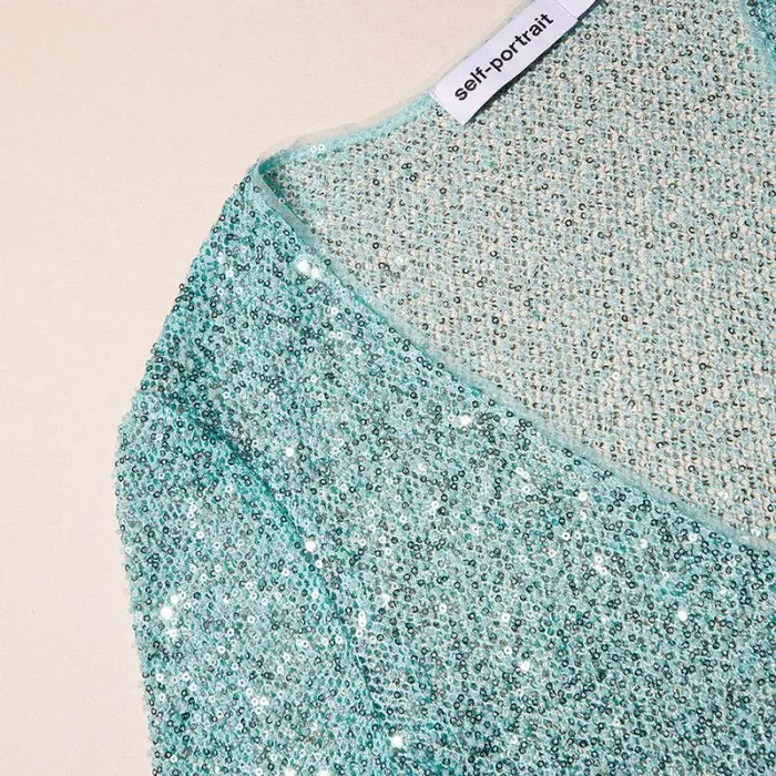 Knitwear Woman SelfPortrait Blue Beaded Cardigan Knitwear Woman SelfPortrait Blue Beaded Cardigan