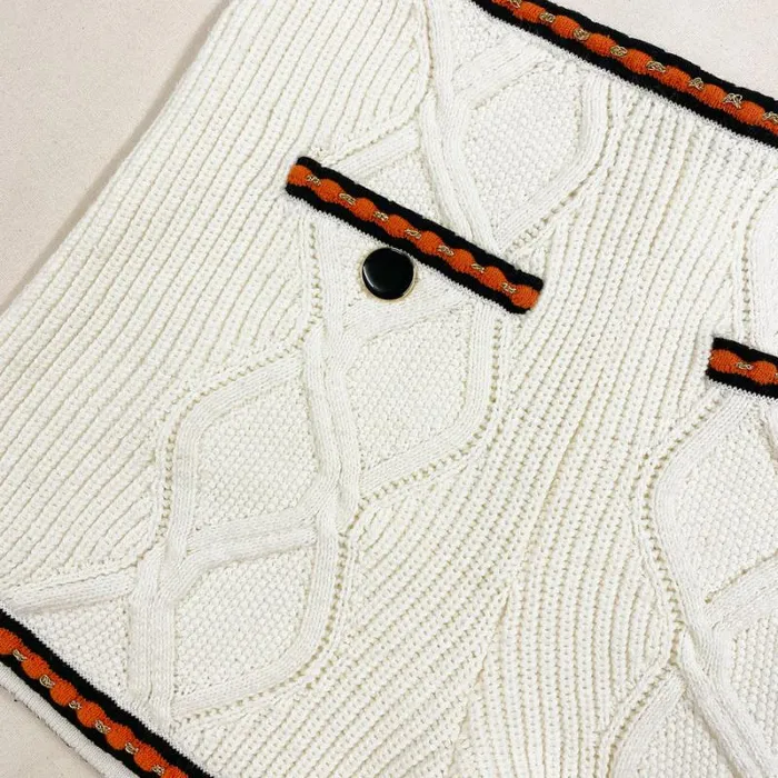 Knitwear Woman SelfPortrait Cream Cable Knit Short Knitwear Woman SelfPortrait Cream Cable Knit Short