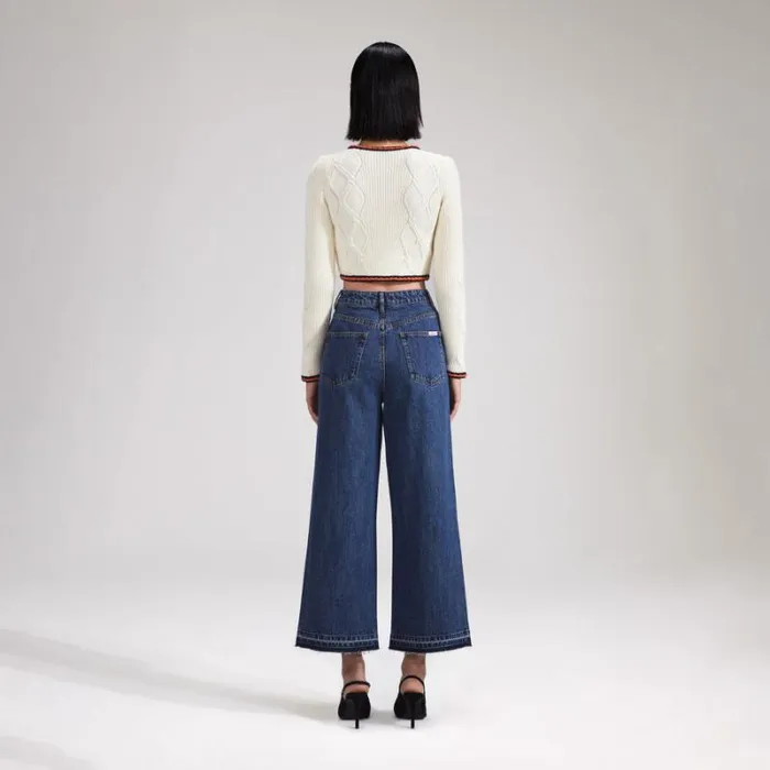 Knitwear Woman SelfPortrait Cream Cable Knit Short Knitwear Woman SelfPortrait Cream Cable Knit Short