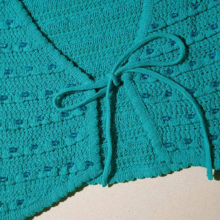 Knitwear Woman SelfPortrait Green Beaded Knit Cardigan Knitwear Woman SelfPortrait Green Beaded Knit Cardigan