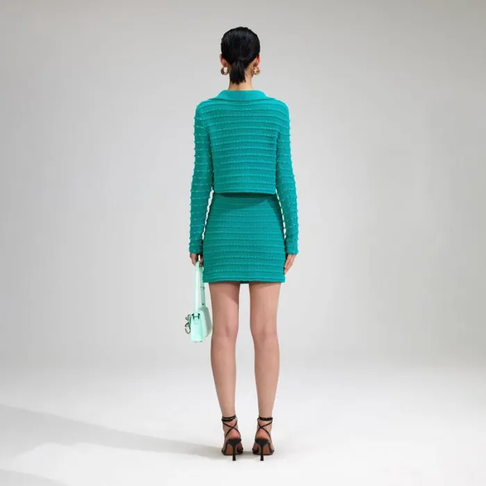 Knitwear Woman SelfPortrait Green Beaded Knit Mini Skirt Knitwear Woman SelfPortrait Green Beaded Knit Mini Skirt