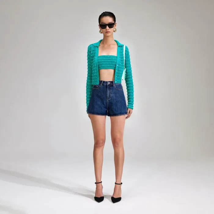 Knitwear Woman SelfPortrait Green Beaded Knit Mini Skirt Knitwear Woman SelfPortrait Green Beaded Knit Mini Skirt