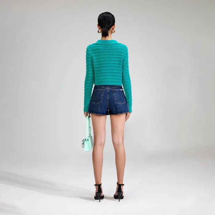 Knitwear Woman SelfPortrait Green Beaded Knit Mini Skirt Knitwear Woman SelfPortrait Green Beaded Knit Mini Skirt