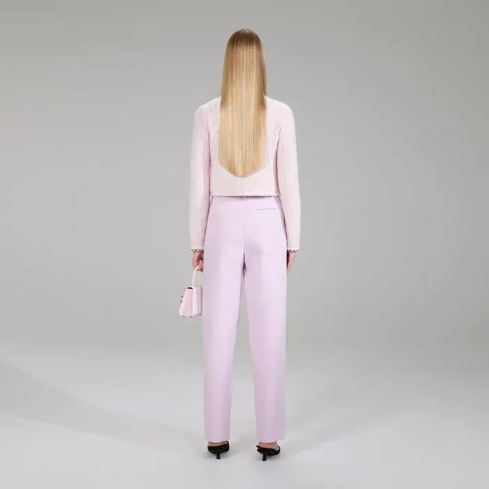 Knitwear Woman SelfPortrait Pink Knit Crop Cardigan Knitwear Woman SelfPortrait Pink Knit Crop Cardigan