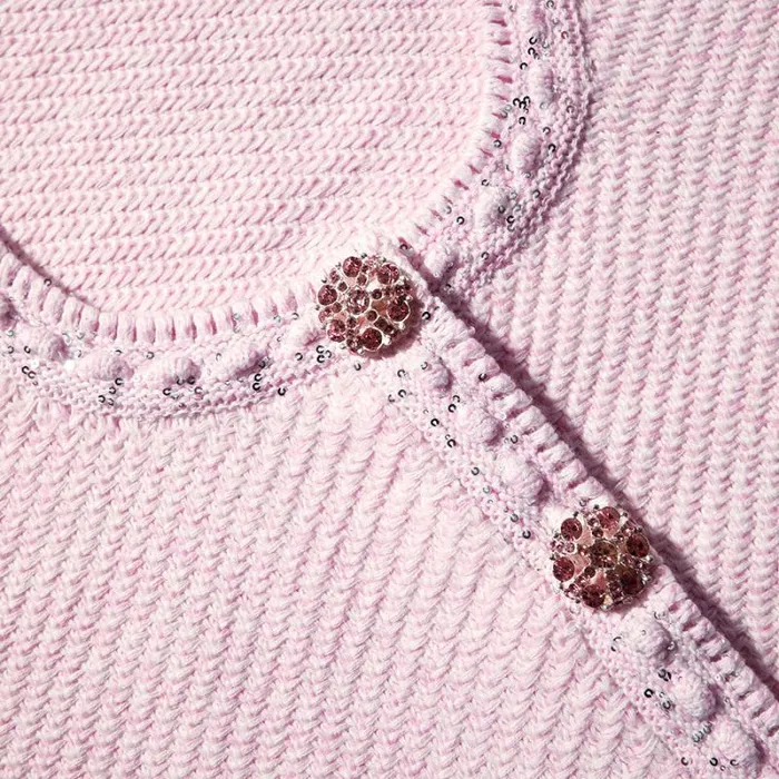 Knitwear Woman SelfPortrait Pink Knit Crop Cardigan Knitwear Woman SelfPortrait Pink Knit Crop Cardigan