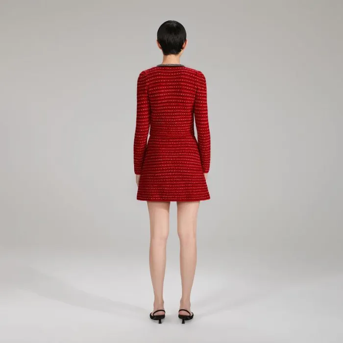 Knitwear Woman SelfPortrait Red Knit Melange Cardigan Knitwear Woman SelfPortrait Red Knit Melange Cardigan