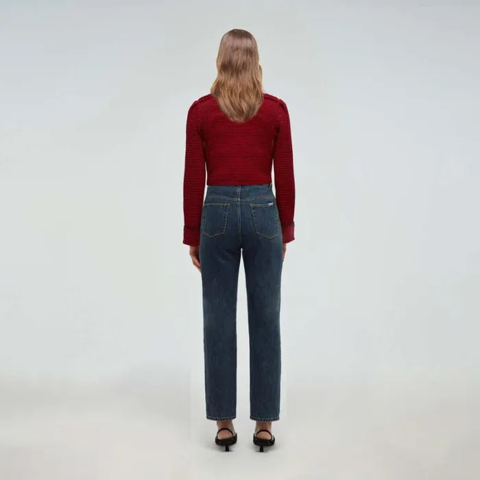 Knitwear Woman SelfPortrait Red Knit Melange Cardigan Knitwear Woman SelfPortrait Red Knit Melange Cardigan