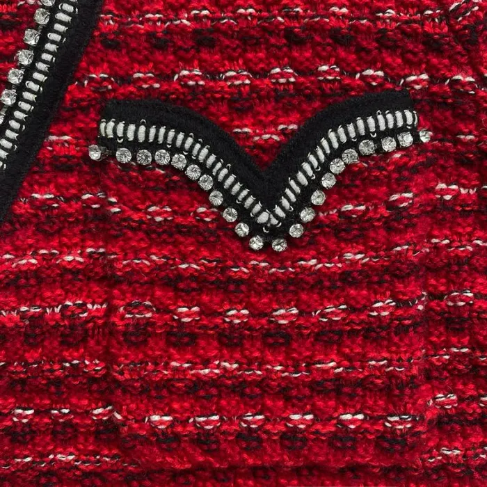 Knitwear Woman SelfPortrait Red Knit Melange Cardigan Knitwear Woman SelfPortrait Red Knit Melange Cardigan