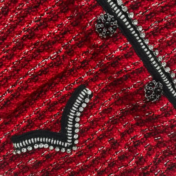 Knitwear Woman SelfPortrait Red Knit Melange Cardigan Knitwear Woman SelfPortrait Red Knit Melange Cardigan