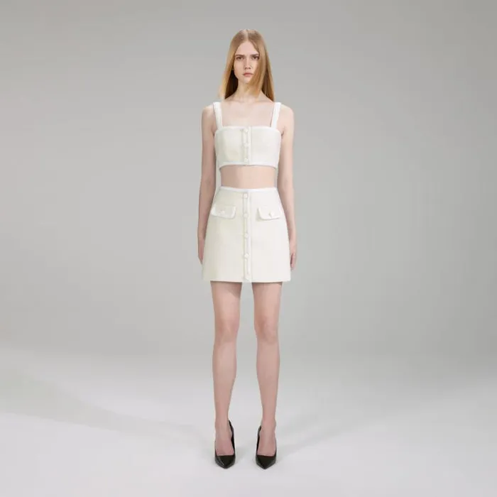 Knitwear Woman SelfPortrait White Textured Weave Skirt