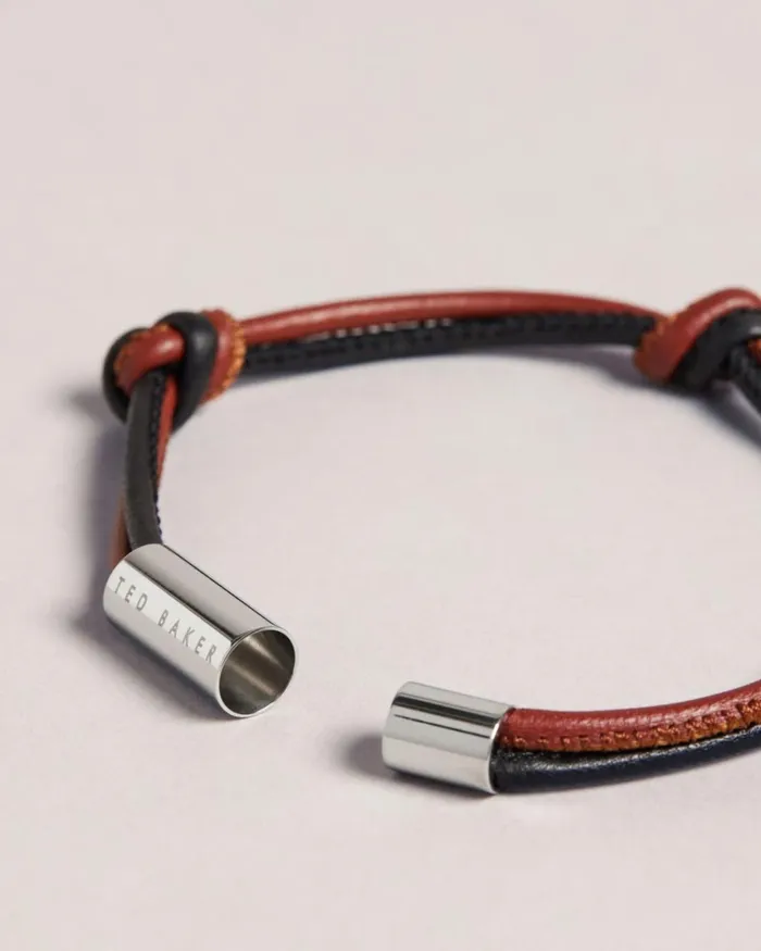 Knotted Leather Bracelet Silver Color Men Ted Baker Watches and Jewelry Knotted Leather Bracelet Silver Color Men Ted Baker Watches and Jewelry