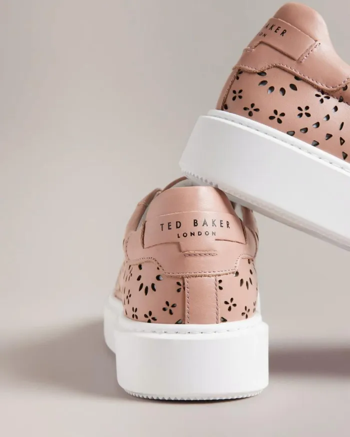 Laser Cut Platform Trainers Dusky Pink Women Ted Baker Sneakers