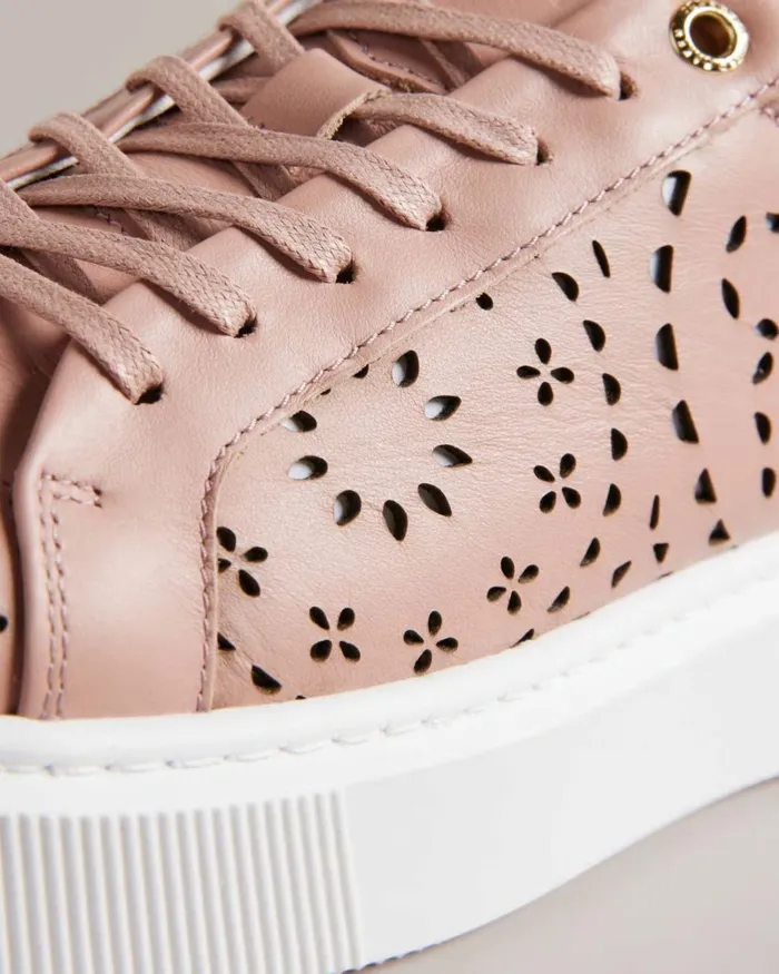 Laser Cut Platform Trainers Dusky Pink Women Ted Baker Sneakers