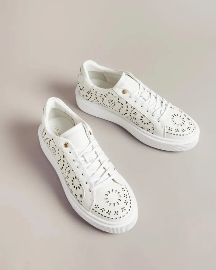 Laser Cut Platform Trainers White Women Ted Baker Sneakers
