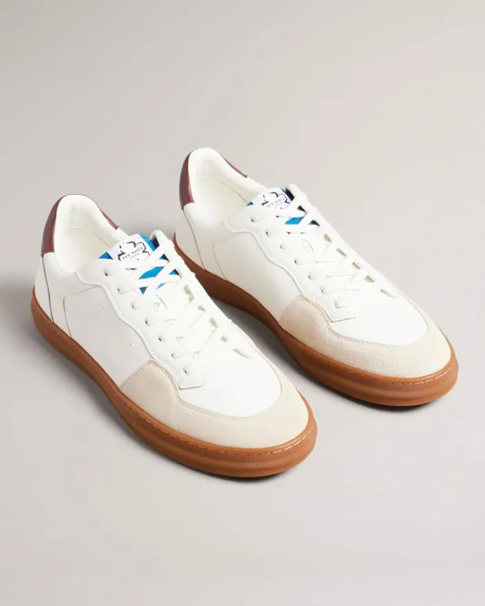 Leather And Suede Trainers White Men Ted Baker Sneakers