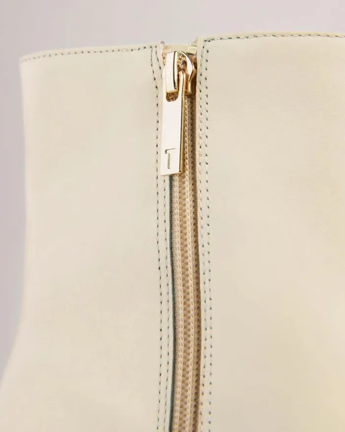 Leather Block Heel Ankle Boots Natural Women Ted Baker Heels