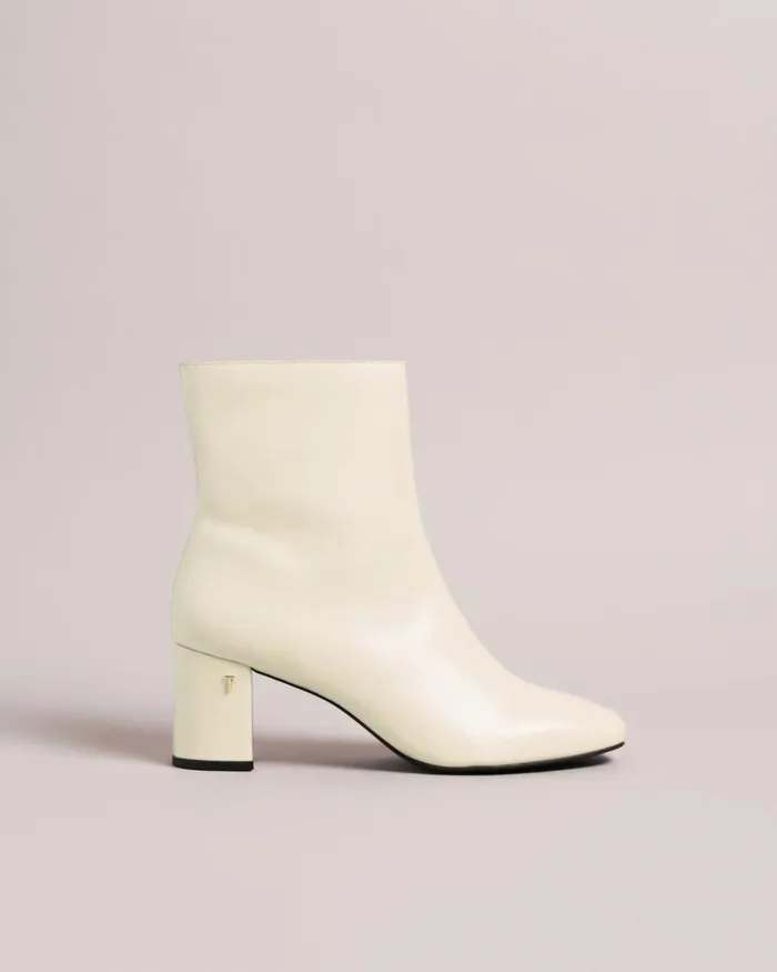Leather Block Heel Ankle Boots Natural Women Ted Baker Heels