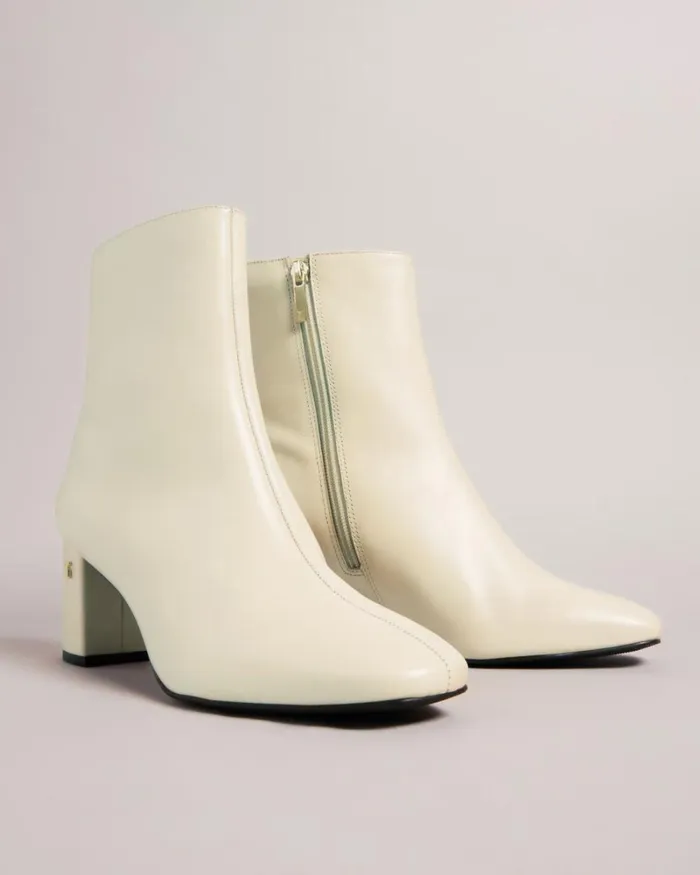 Leather Block Heel Ankle Boots Natural Women Ted Baker Heels