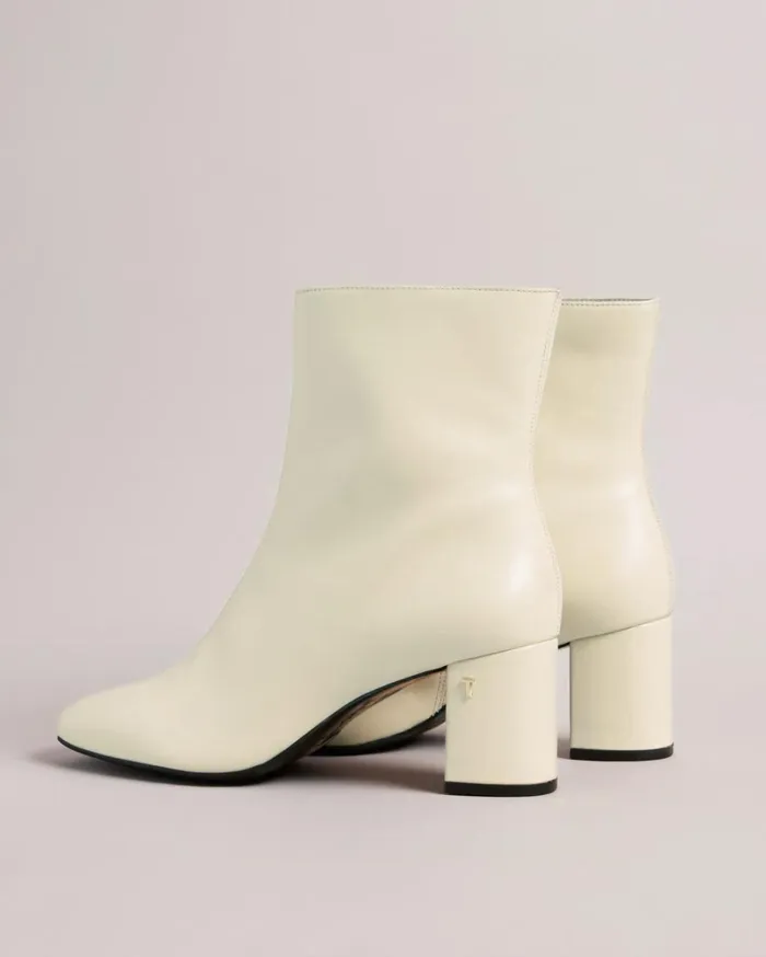 Leather Block Heel Ankle Boots Natural Women Ted Baker Heels
